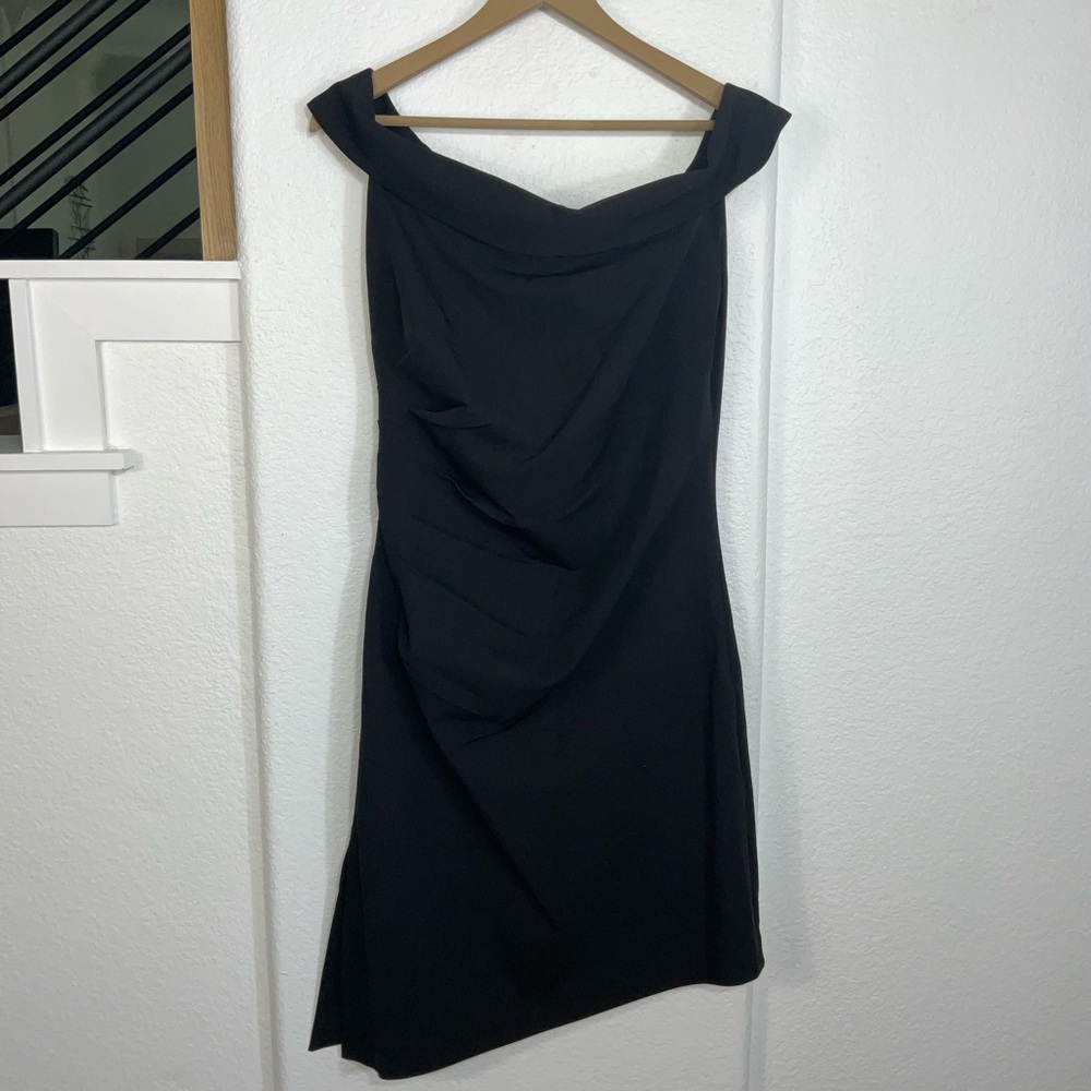 Milly Ally Cady Off the Shoulder  Black Dress - Picture 2 of 8